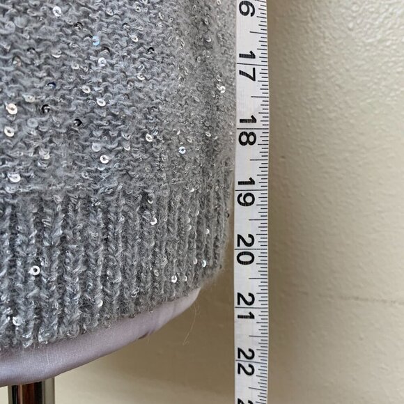 ATM Womens Sequin Crew Neck Knit Sweater Vest SMALL Gray Fog Alpaca Wool Blend - Picture 8 of 10